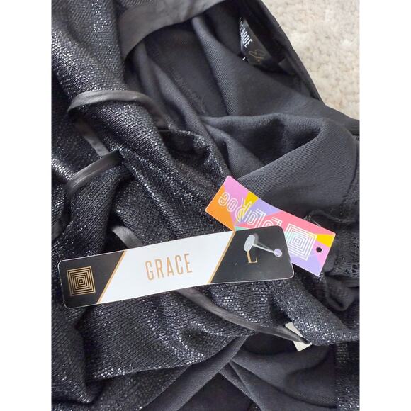 LulaRooe Elegant Sz L Grace Metallic Tunic Blouse Side Slits Shimmer Top NWT - Picture 6 of 8